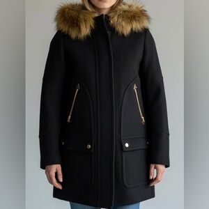 J. Crew Chateau parka in Italian Stadium Cloth in Black Women 00P New with tags